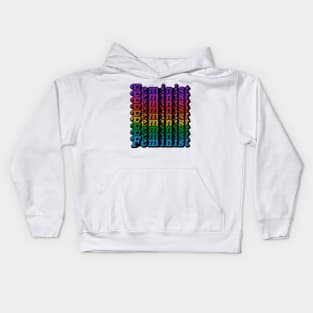 Retro Feminist Rainbow Design - Girl Power Queer Kids Hoodie